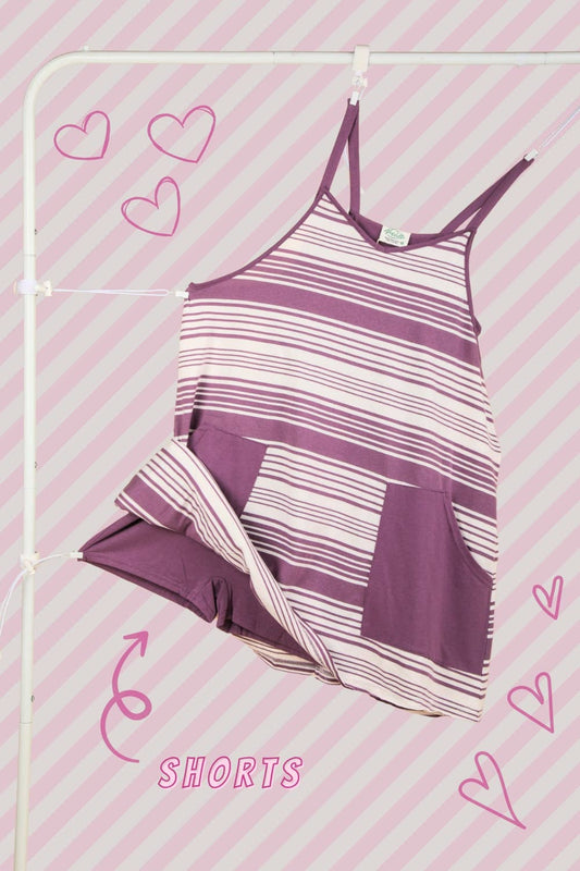 Purple Sporty Striped Dress