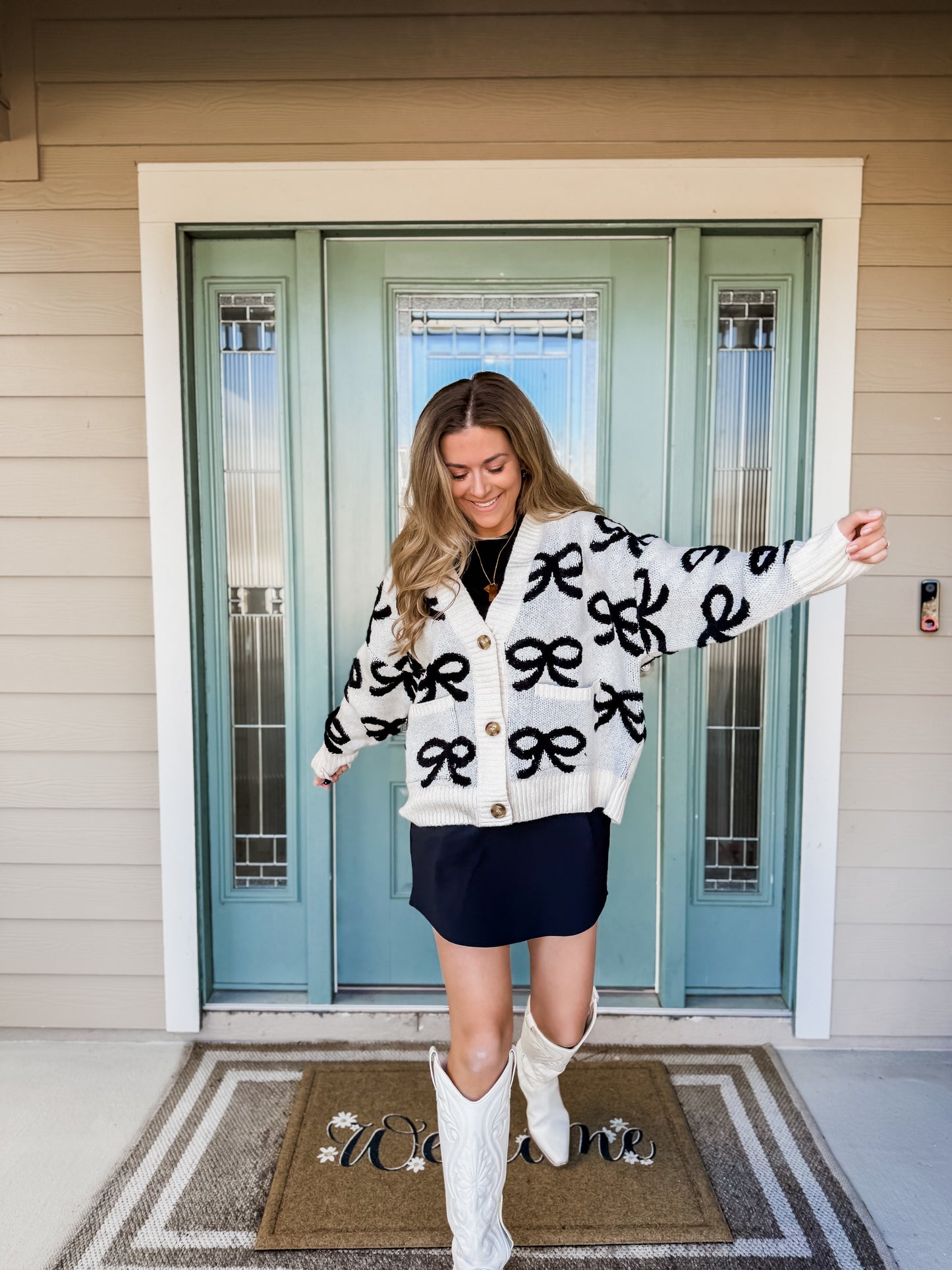 Coquette Chic Cardigan - White & Black