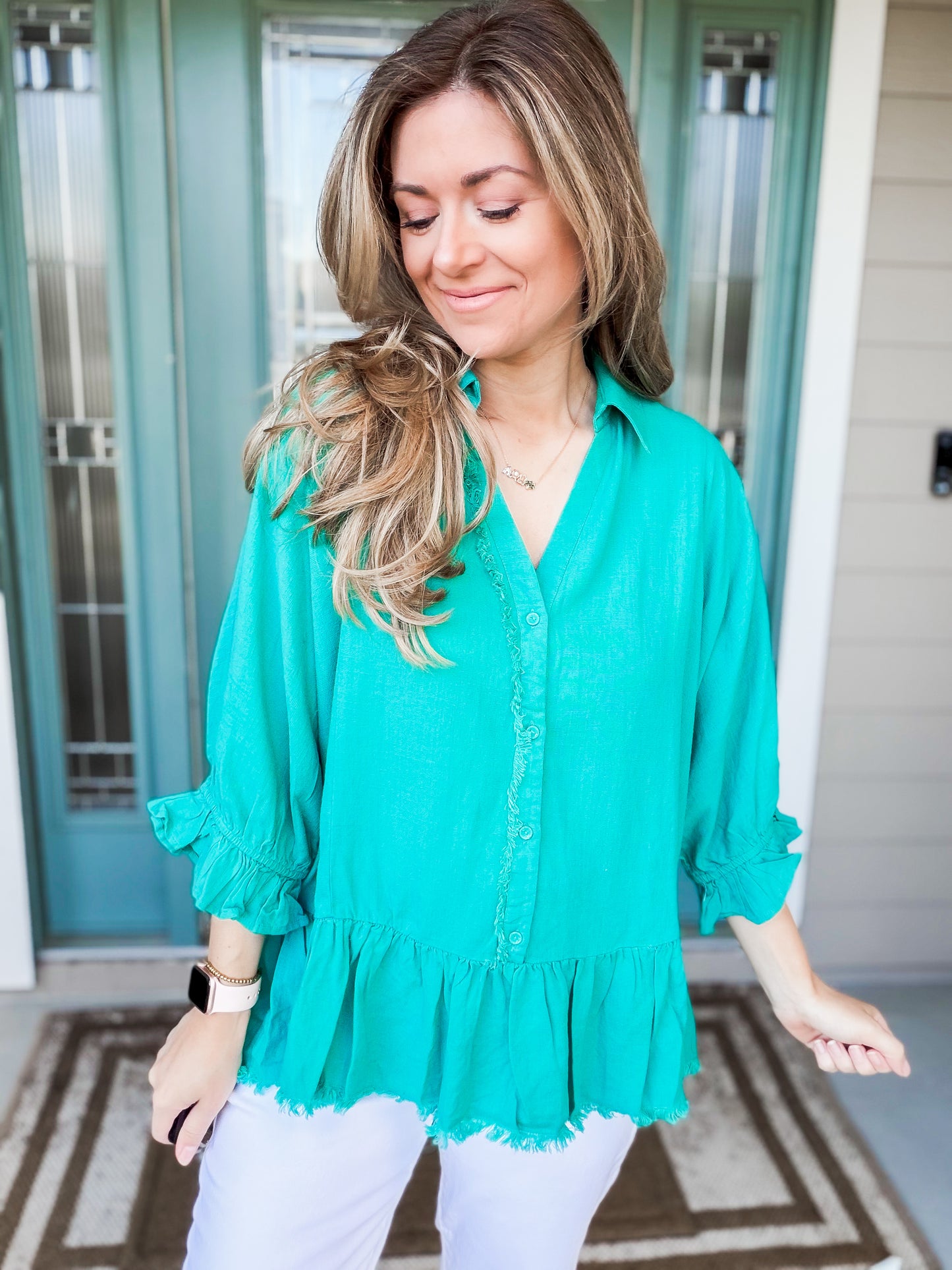 Teal Tide Peplum Top
