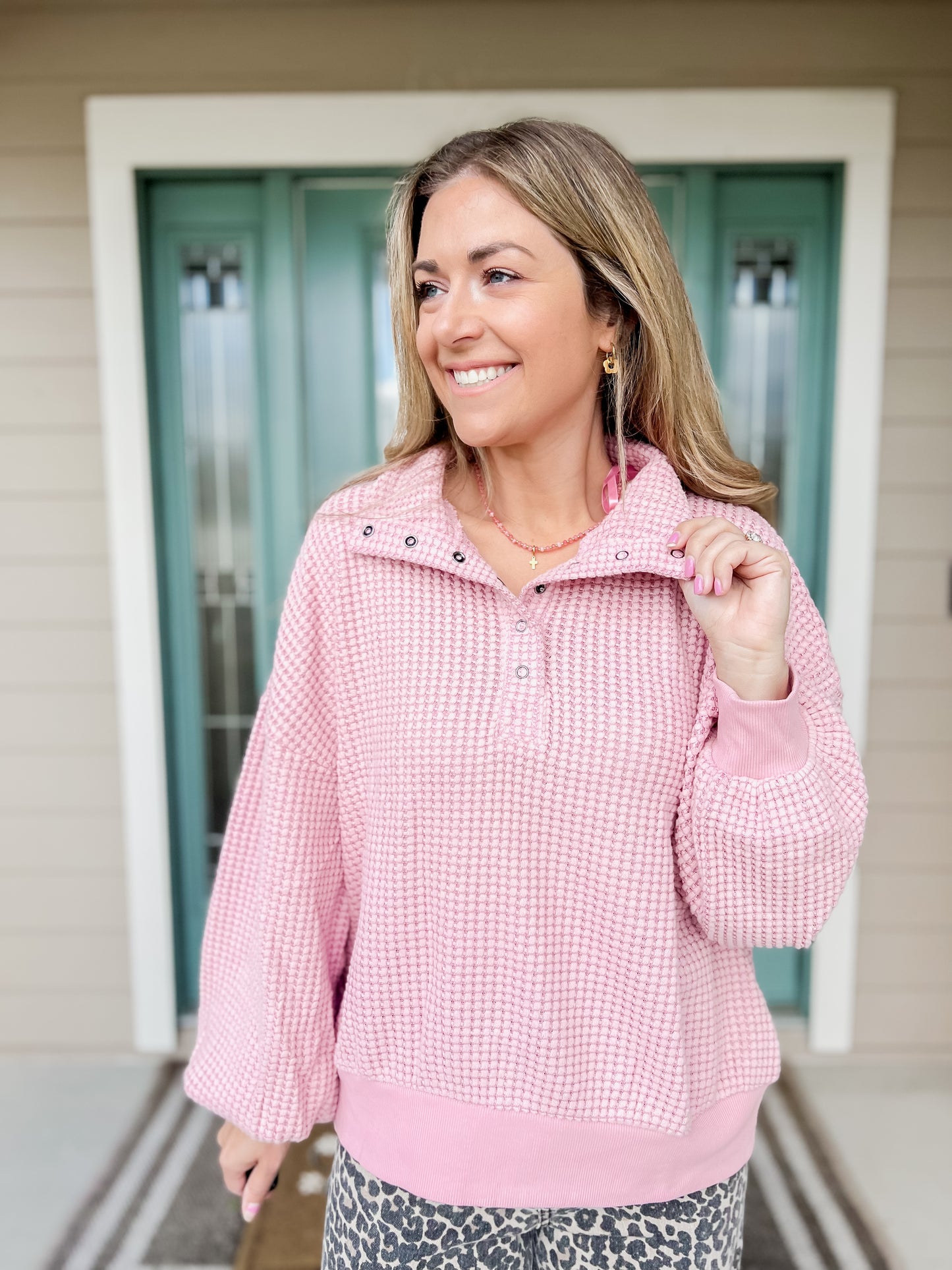 Waffle Crush Knit Pullover