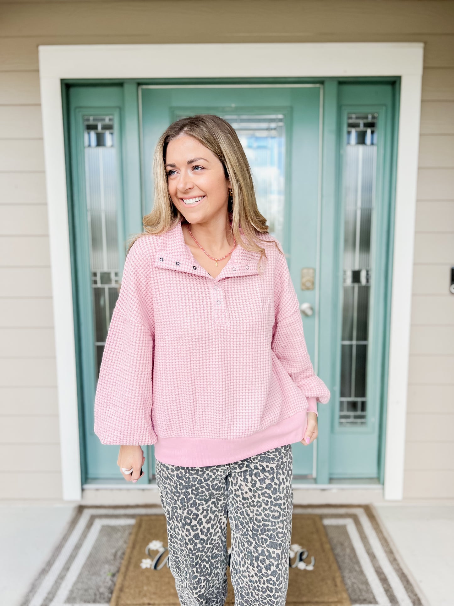 Waffle Crush Knit Pullover